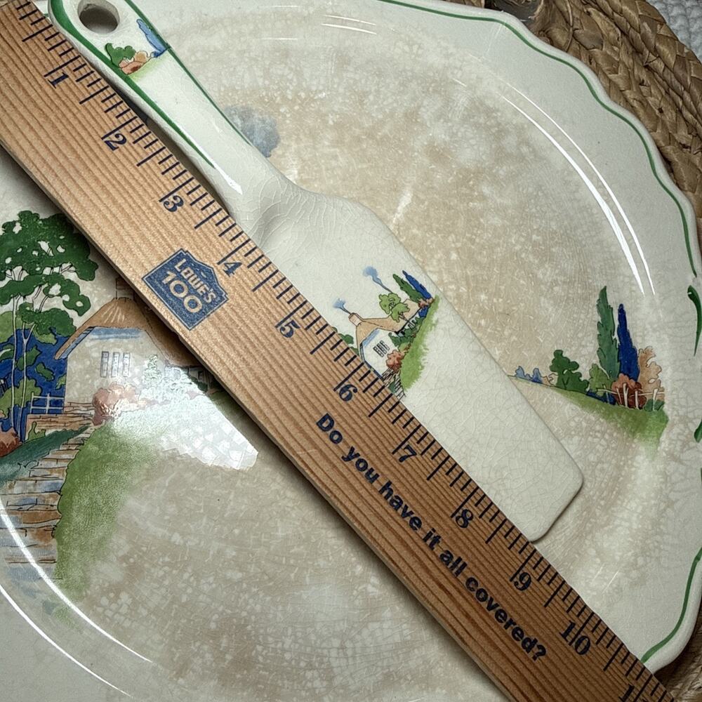 Harker Hotoven Chinawear Pottery Thatched Cottage Platter Cake Plate and Server - Picture 13 of 16